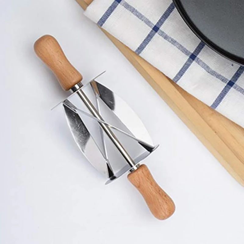WALFOS Кухня из нержавеющей стали прокатки резак для приготовления Круассанов Хлеб колесо тесто Кондитерские деревянная ручка ножа выпечки