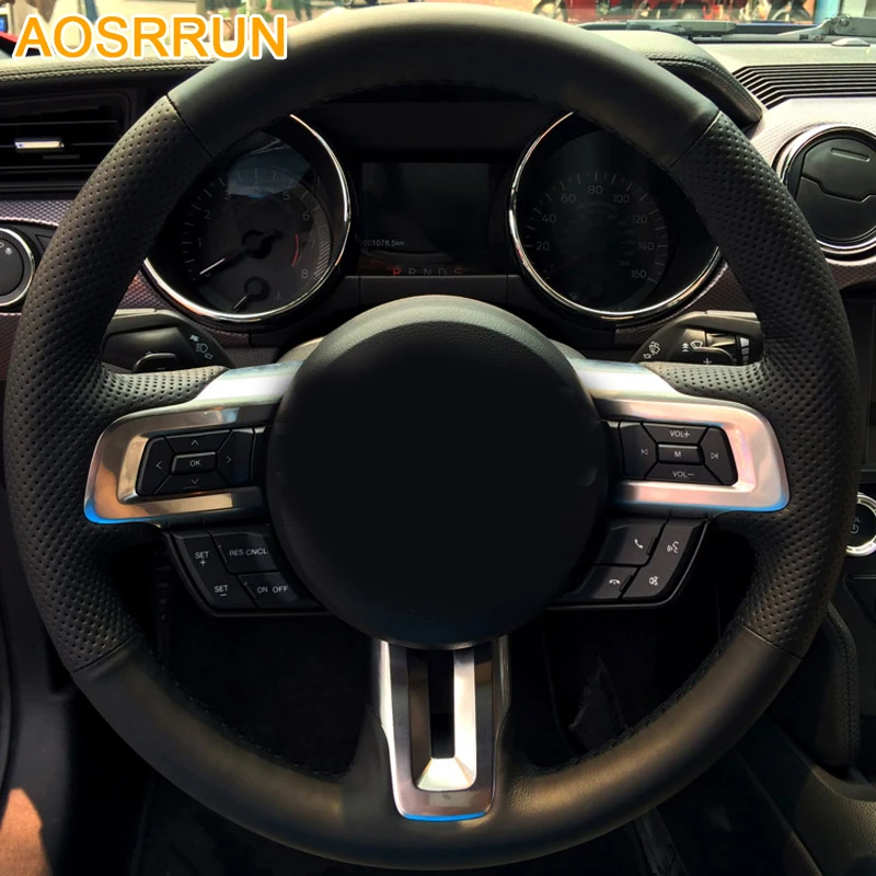 AOSRRUN авто Стайлинг кожа ручная прошивка Чехлы рулевого колеса автомобиля для Ford