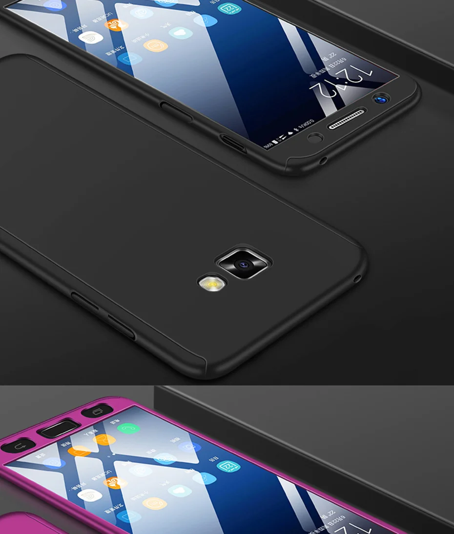 360 полная защита чехол для телефона для samsung Galaxy A750 A7 A6 A8 плюс A3 A5 J3 J5 J7 чехол Temered Стекло