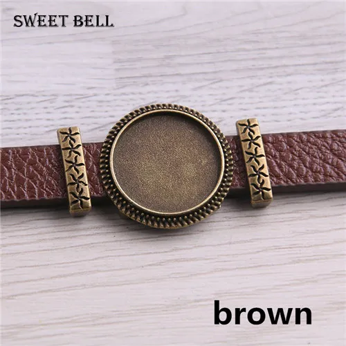 brown 1 5 шт., новинка, браслеты из ПУ кожи, установка основы, манжеты, Пустые лотки, мангал, подходит для 18 мм, стекло, камея, купол, кабошон, сделай сам, ювелирное изделие D6442 - Цвет: brown 1