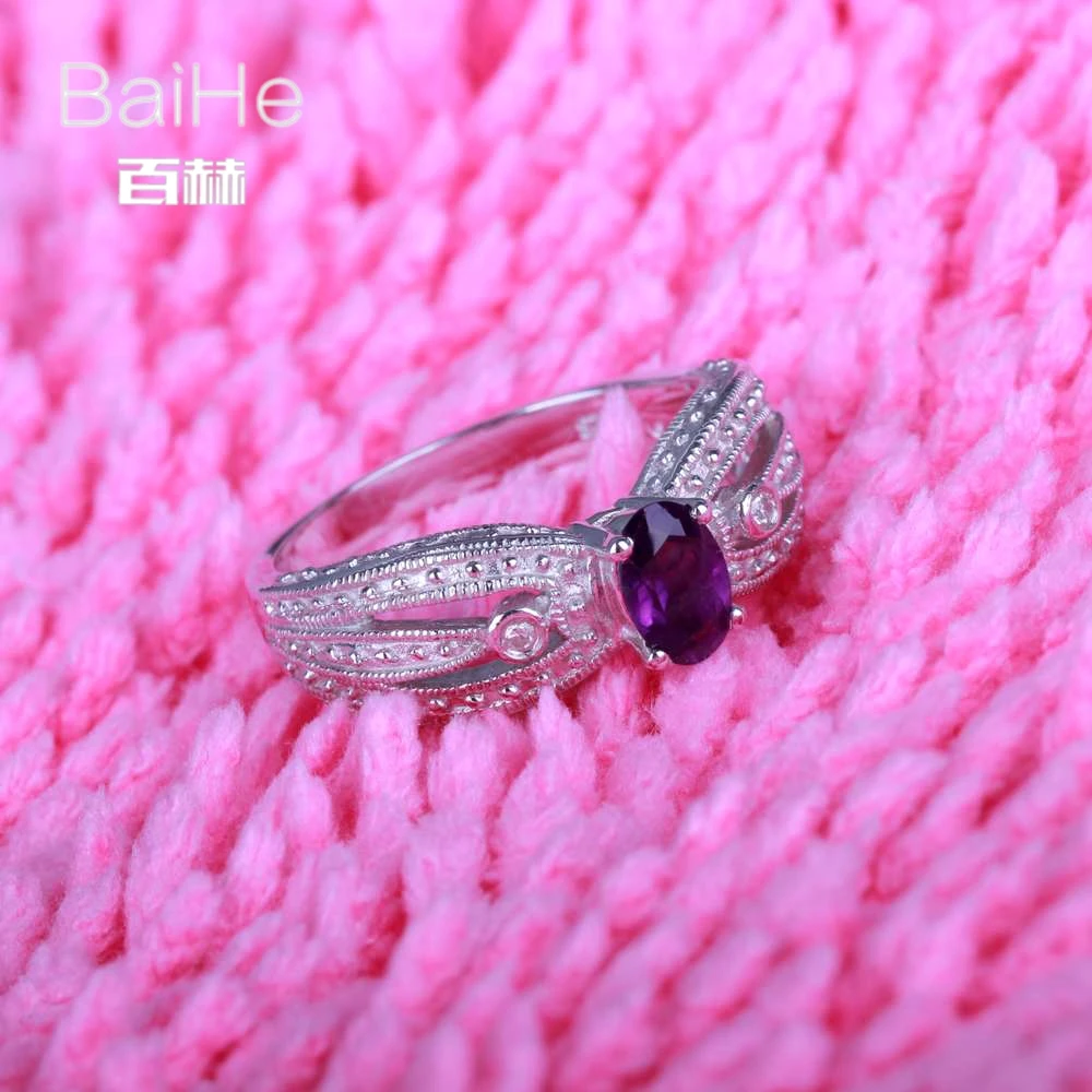 Женское Обручальное кольцо с аметистом 0.46CT белое золото 14 к | Украшения и