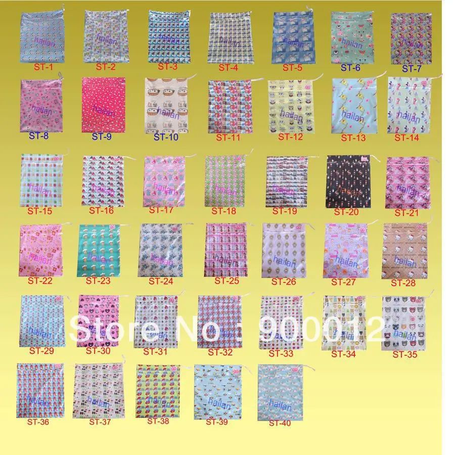 

Diaper Wetbags Wholesale Promotion -ST Series Printed Polyester 1 Pocket Wet Bags Waterproof Wetbags 16 Pcs Mummy bags