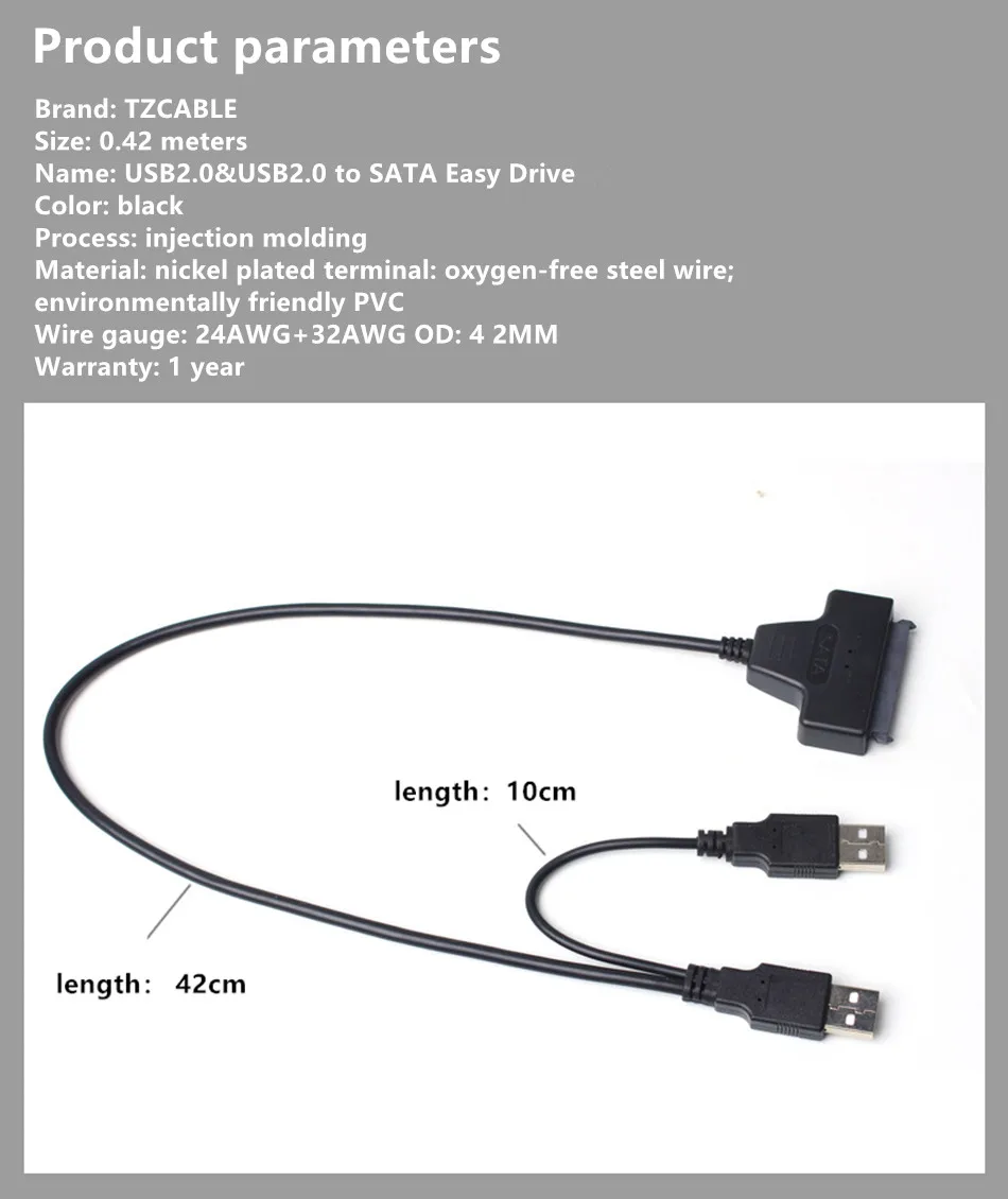 USB 2,0 SATA линия передачи данных 22 Pin USB HDD 2,5-дюймовый внешний мобильный жесткий диск кабель с блоком питания Соединительный кабель компьютерный шнур