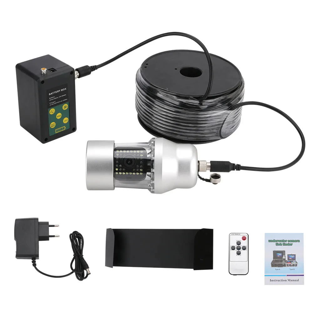 

9 Inch 50m Underwater Fishing Video Camera Fish Finder IP68 Waterproof 38 LEDs 360 Degree Rotating Camera