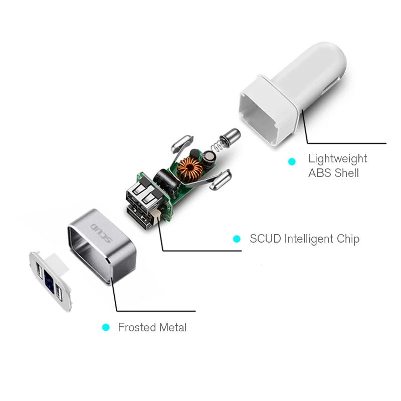 SCUD двойной зарядное устройство USB мобильный телефон автомобильное зарядное устройство для iPhone 7 samsung Xiaomi автомобильное зарядное устройство с светодиодный SC-622S