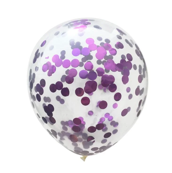 Purple confetti 5 шт./лот, 12 дюймов, золотые, черные, розовые, золотые, фиолетовые конфетти, прозрачные латексные шары, для свадьбы, дня рождения, вечеринки, украшения для мальчиков и девочек - Цвет: Purple confetti
