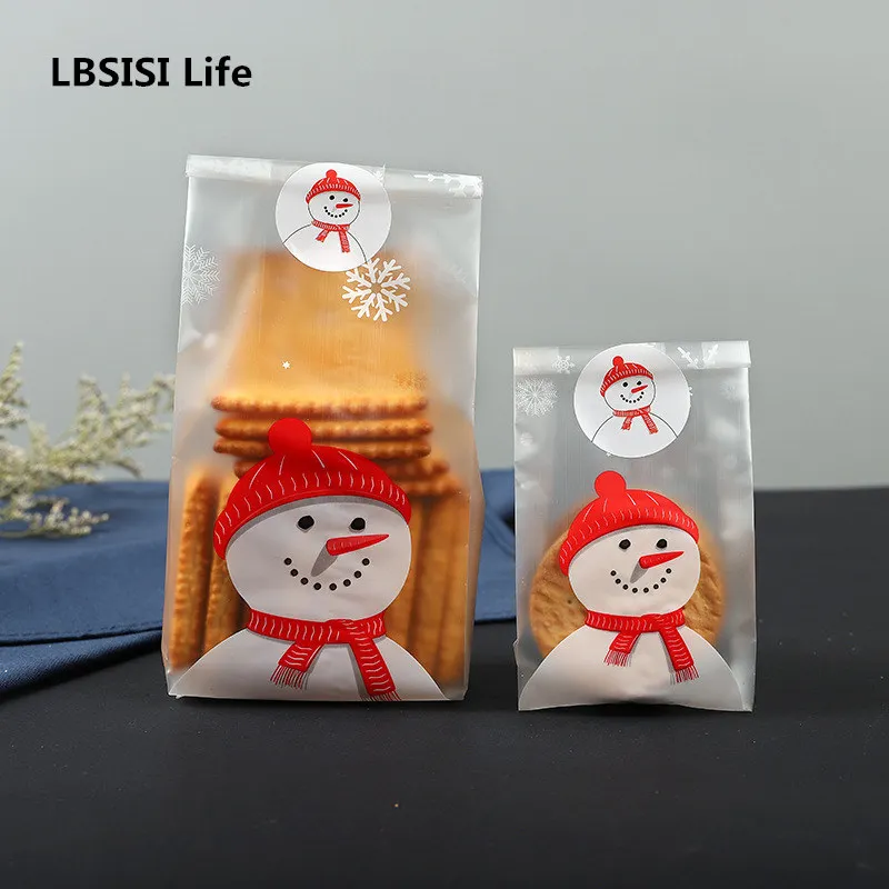 LBSISI Life 100 шт. рождественские снежные пакеты для печенья и конфет самостоятельная