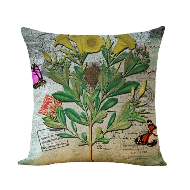 Наволочка из хлопка и льна с изображением зеленых растений | Дом сад