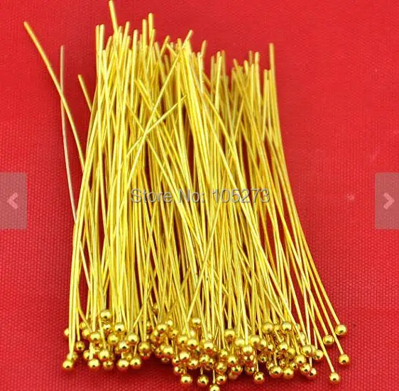 200 шт Позолоченные Латунные булавки с шариковой головкой 40 мм-технические