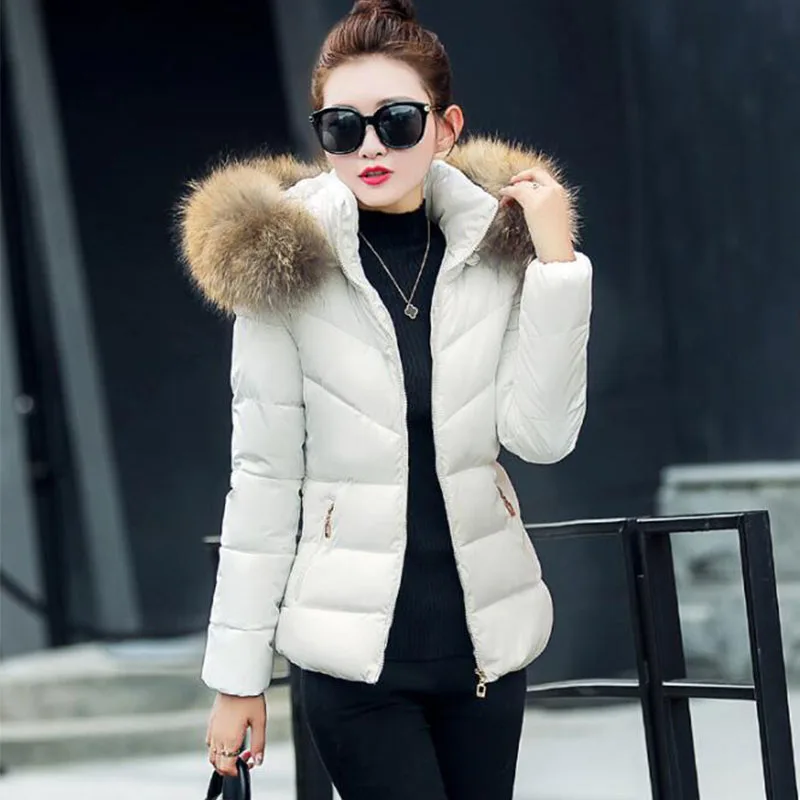 

2019 Large size Korean version Winter Coats Women Fur Collar pocket Solid color casual loose Hooded coat aa1085