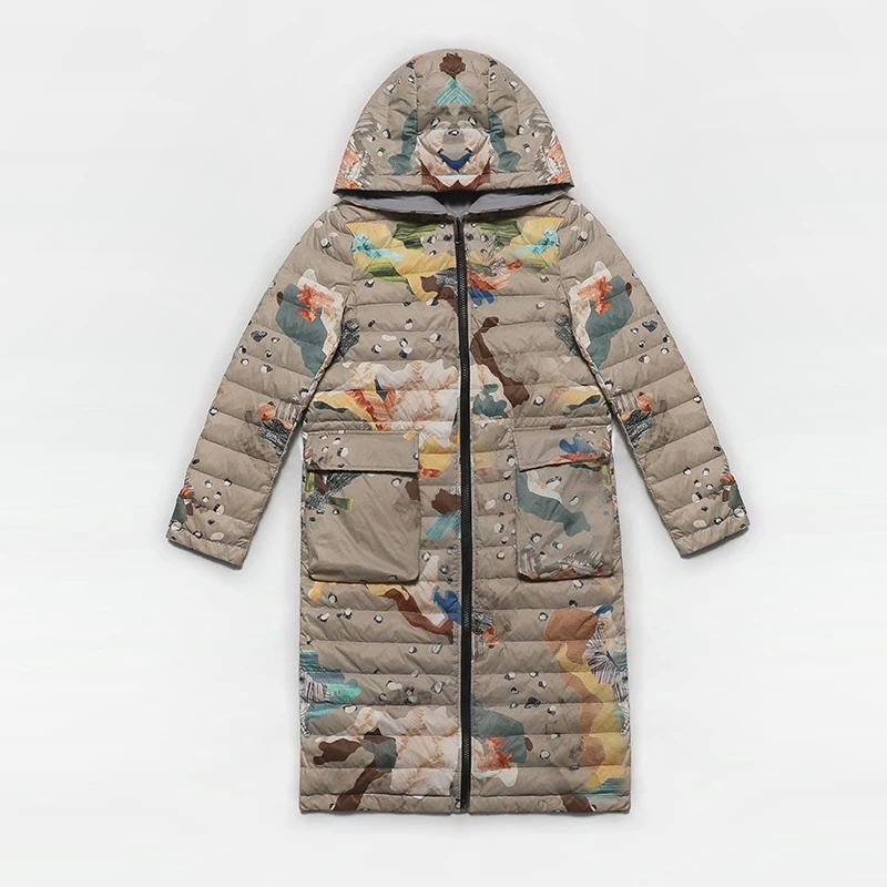 Высокое качество 2018 новый зимний белый пуховик женский с капюшоном длинный