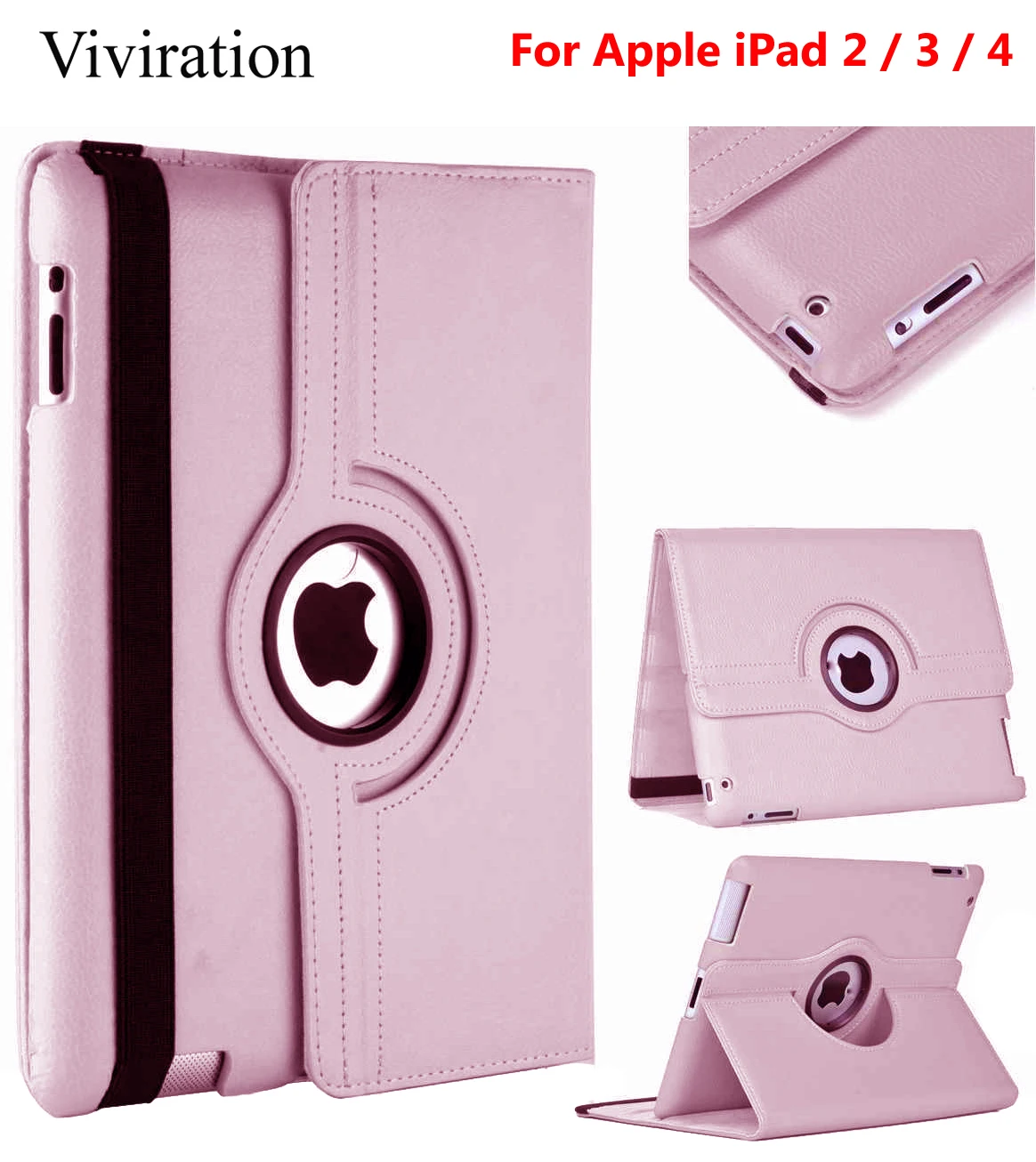 Розовый, черный, синий, вращающийся на 360 градусов флип-чехол для Apple iPad 2/3/4 планшет Смарт из искусственной кожи чехол для Apple i Pad 2 3 4