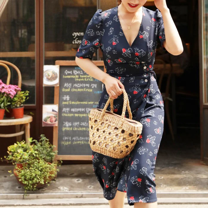 2018 модное винтажное платье-миди с короткими рукавами и принтом букета vestidos