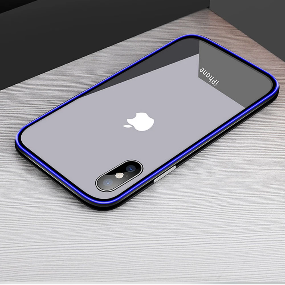 Чехол из закаленного стекла для телефона IPhone XS Max XR 7/8 Plus Цветной глянцевый чехол с