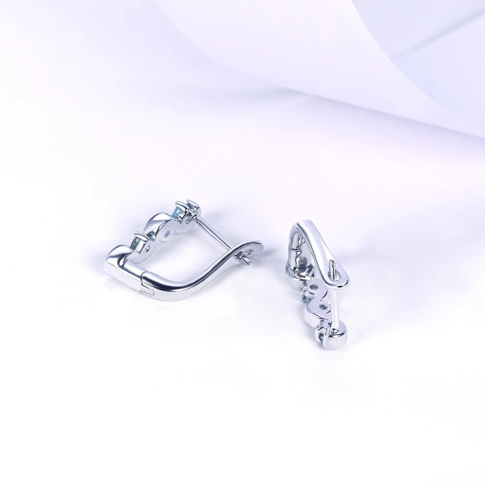 Hutang Blue Topaz Clip Earrings Natural Gemstone Solid 925 Sterling Silver Fine Fashion Stone Jewelry for Women's Best Gift
