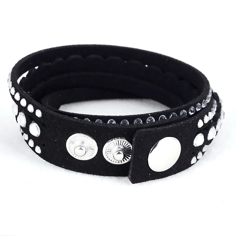 Новое поступление Slake стразы Кристалл замша двойной браслет с полной ПАВЕ для