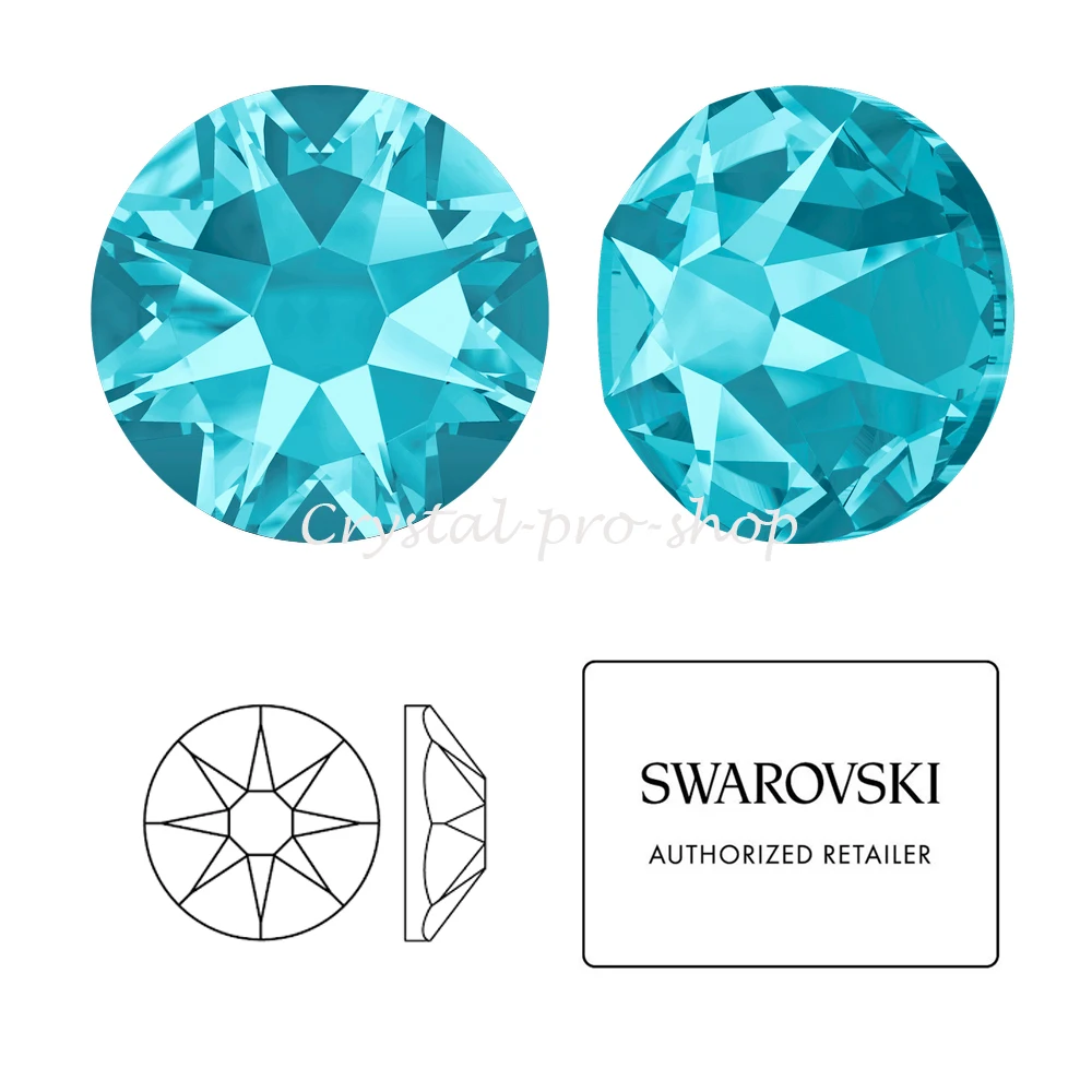 Новинка 2019 20 Аквамарин (202) элементы Swarovski ss14 (3 5 3 6) мм (без горячей фиксации) Стразы