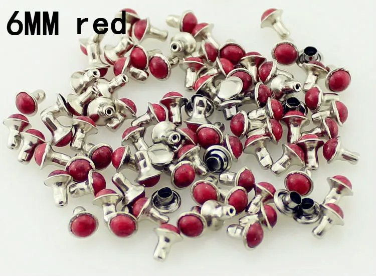 6mm red Новая мода 100 компл./лот Акрил Бирюзовый и латунные заклепки для кожи шипами и стразами для одежды diy аксессуары для одежды - Цвет: 6mm red