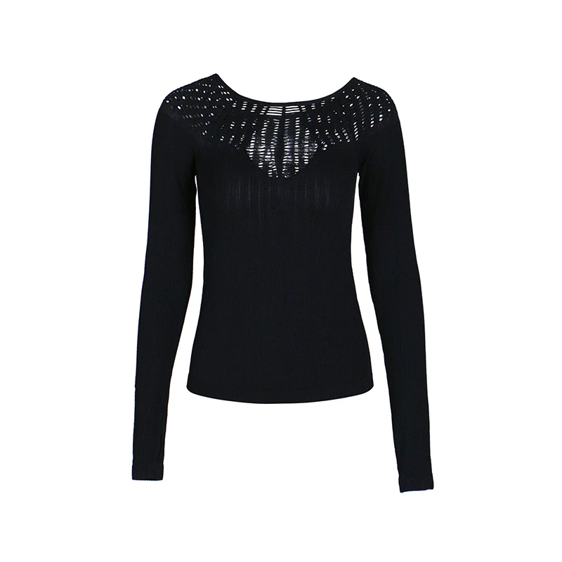 Женский сетчатый топ для йоги с полым верхом Спортивная футболка длинным рукавом