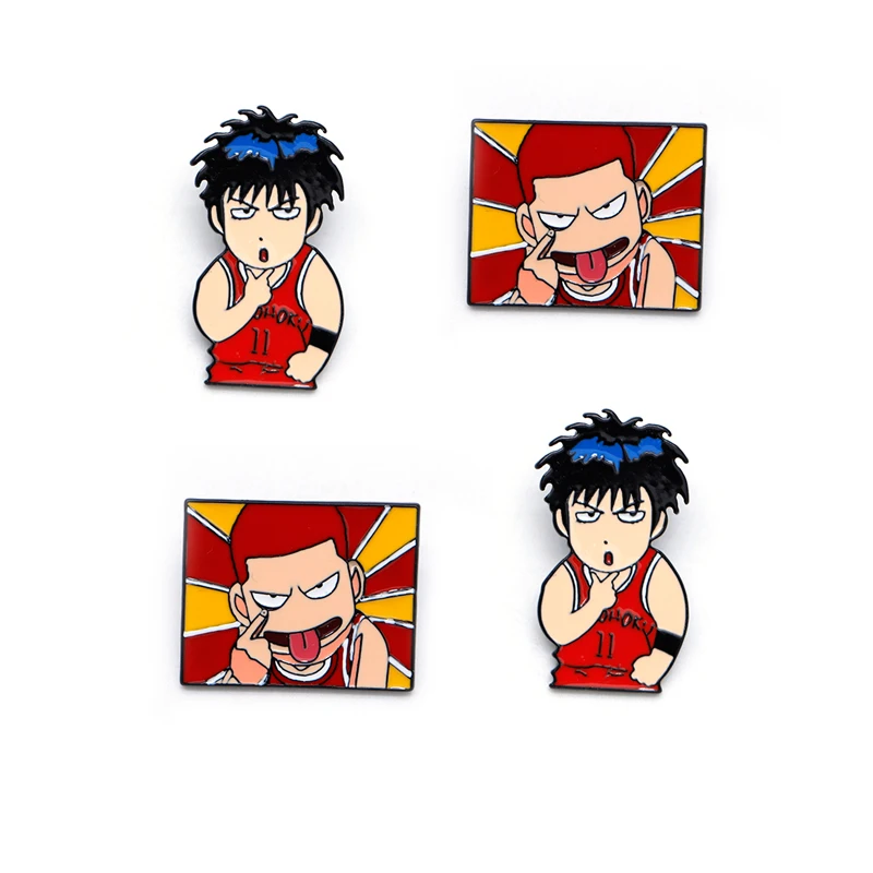 Мультфильм аниме-броши SLAM DUNK Rukawa Kaede эмалированная булавка для мальчиков отворот
