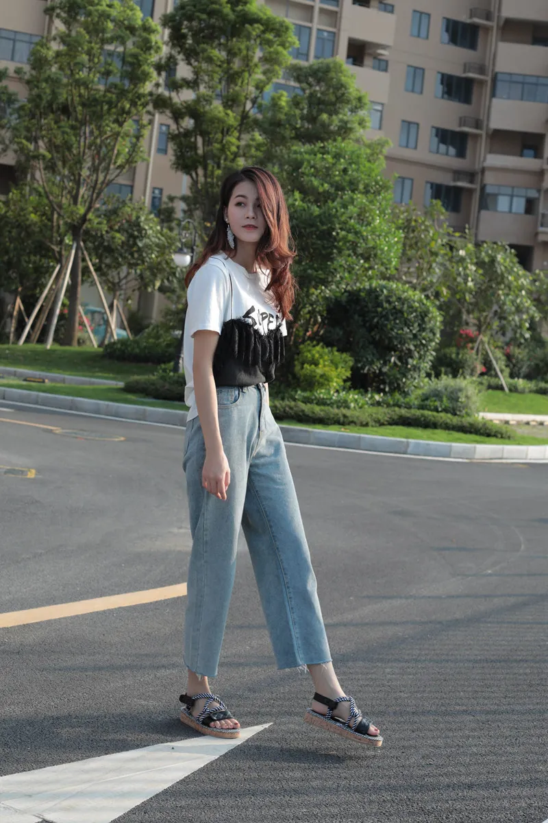 summer new women's platform sandals flat Women Shoes Sweet Lace-up Women's Open Toe Sandals Roman Mixed Color Shoes