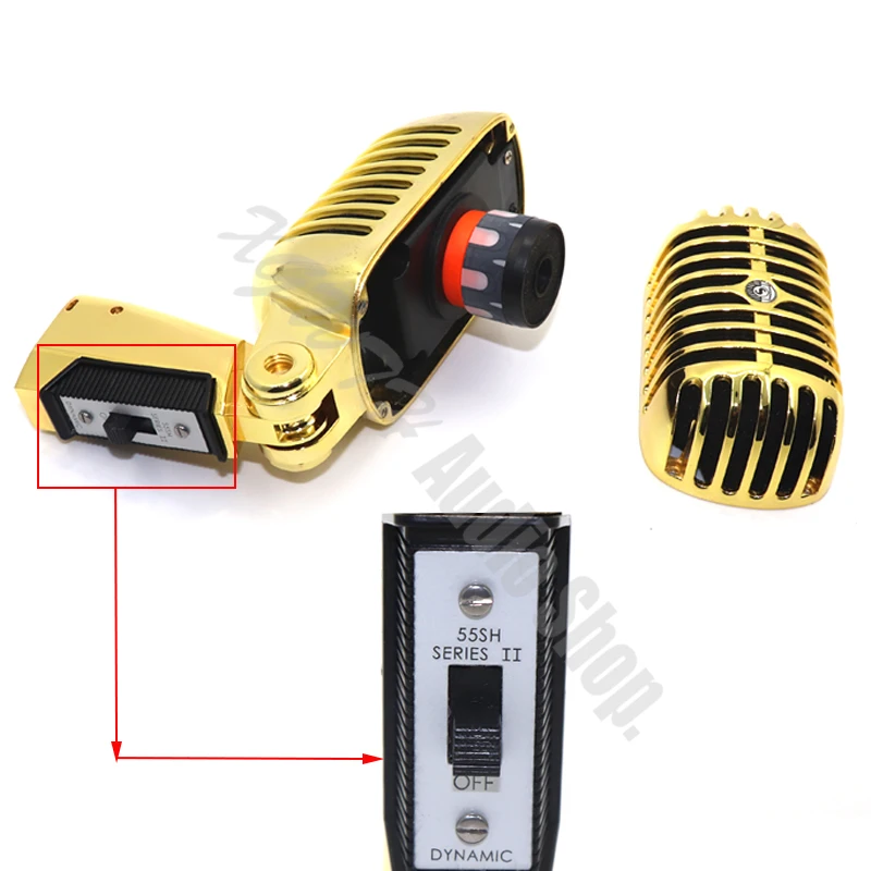 

Gold Metal 55SH II Cardioid Dynamic Microphone Vocal Classical Vintage Style Karaoke Microphone for Shure 55SH Series Microphone