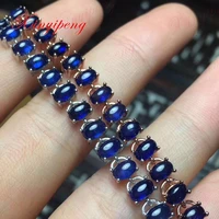 925 silver inlaid natural sapphire bracelet design is beautiful