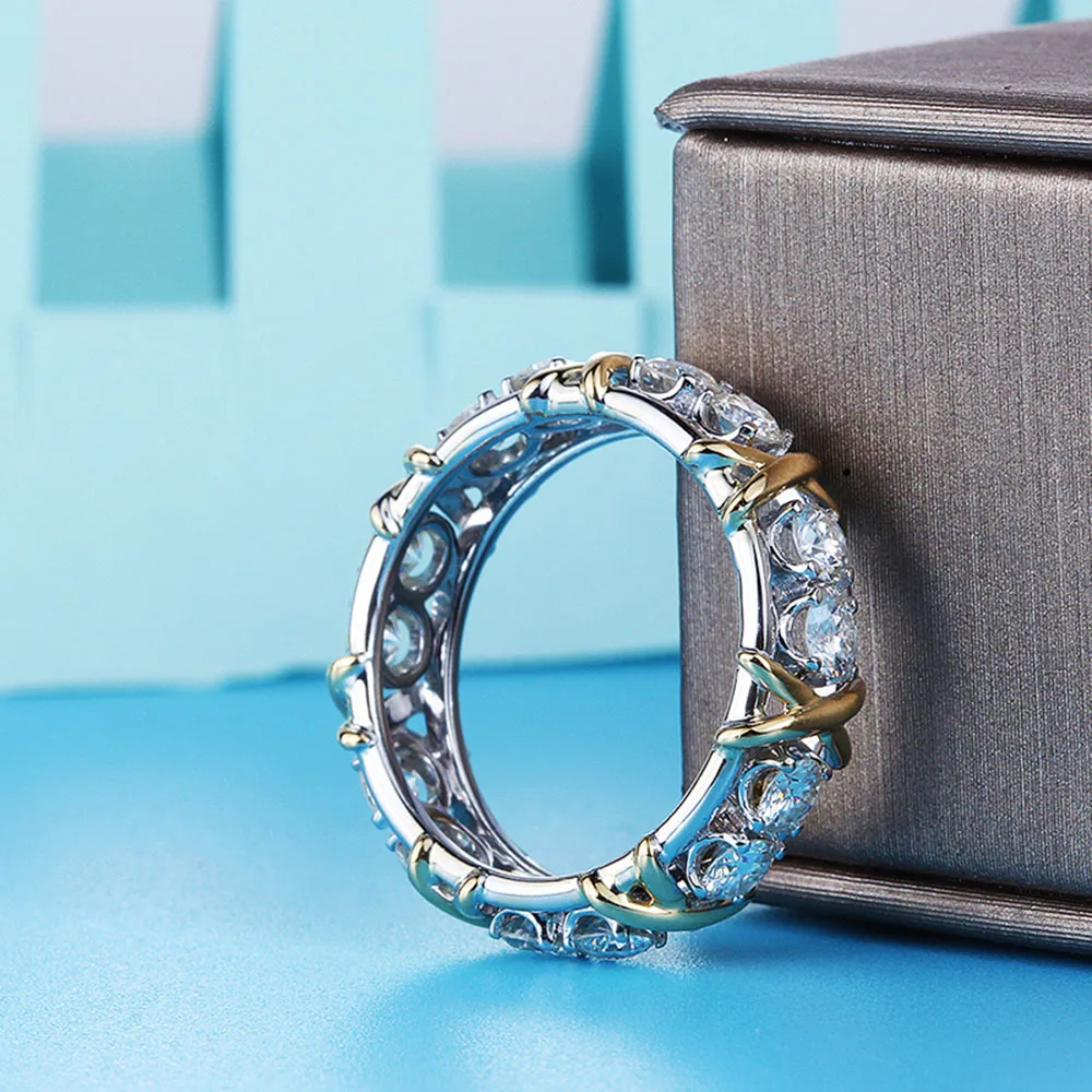 1,6 CTW Carat Lab Grown DF Moissanite Сапфир, рубин Eternity Band Solid 14K желтое золото обручальное кольцо на головщину