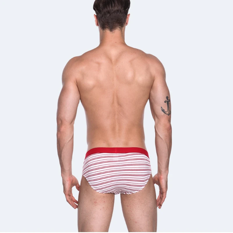 Трусы-брифы мужские в полоску мягкое нижнее белье шорты из 100% хлопка с