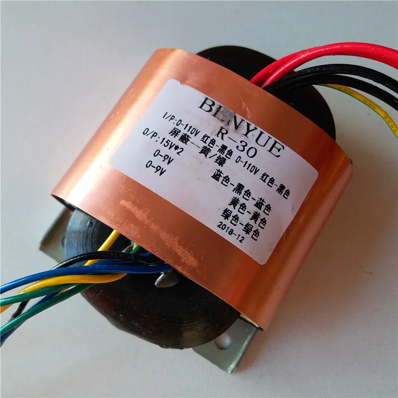 

15V-0-15V 2*9V 1A R сердечника трансформатора 110V/110V двойной 15В для ЦАП Декодер доска 40VA предусилитель усилитель