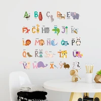 3d cartoon animal 26 letters alphabet animals wall stickers for kids rooms home decor children wall decal poster mural