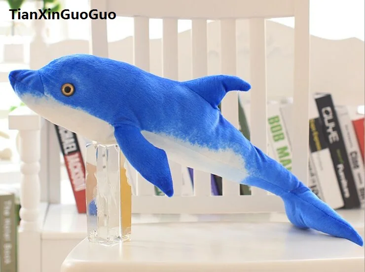 

100% new about 55cm cartoon dark blue dolphin plush toy soft throw pillow birthday gift w2327