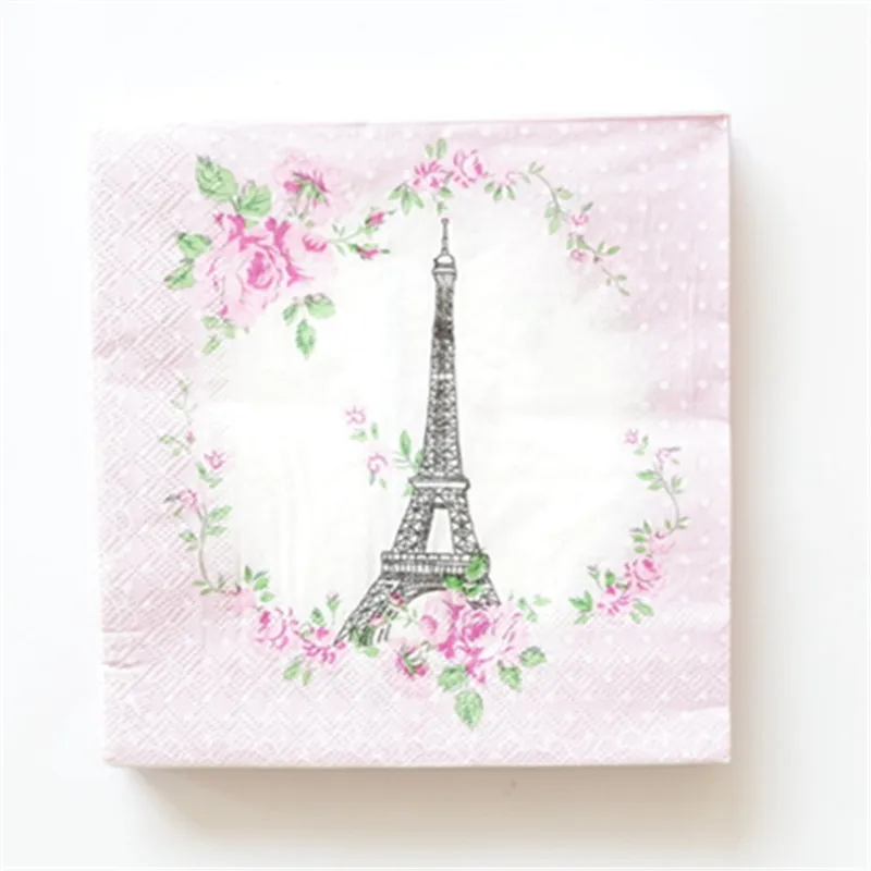 Eiffel Tower 20 шт./партия, бумажные салфетки из серебряной фольги для напитков Yay праздничные и вечерние салфетки для декупажа 33 см* 33 см - Цвет: Eiffel Tower