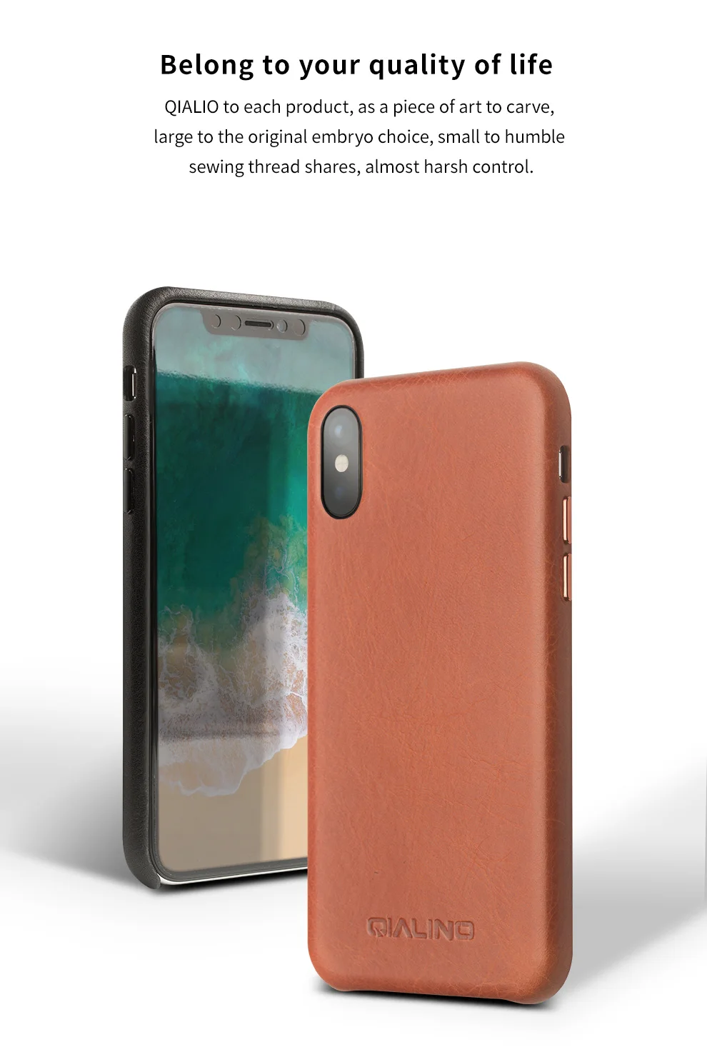 QIALINO, деловой стиль, чехол из натуральной кожи для Apple, для iPhone X, модная Роскошная ультратонкая задняя крышка ручной работы для iPhone X