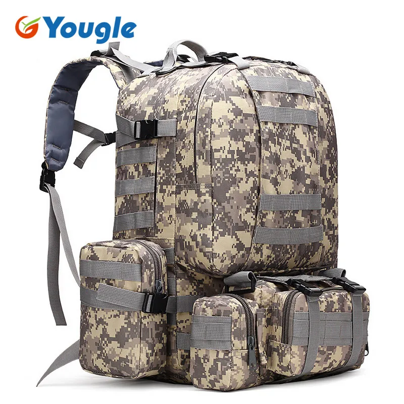YOUGLE 50L портативный тактический военный рюкзак, рюкзак для кемпинга, походная сумка - Цвет: ACU