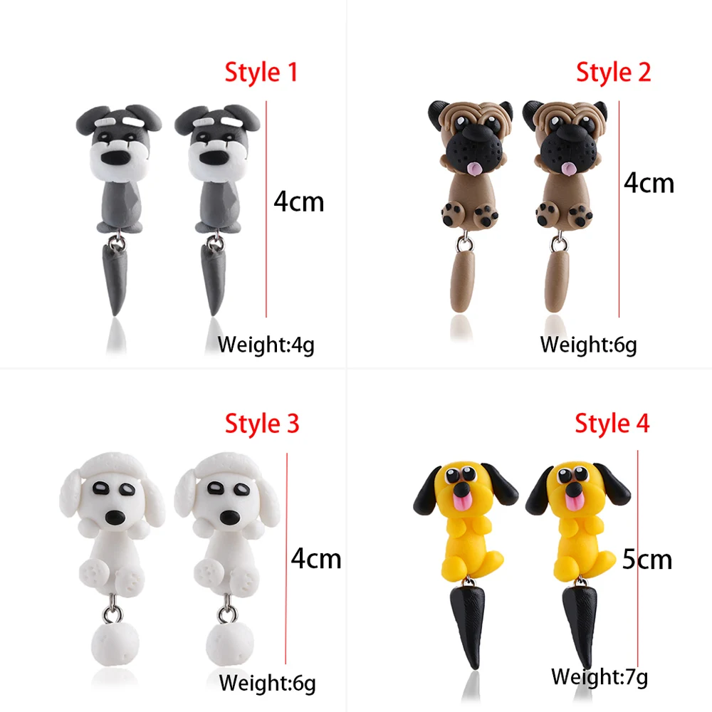 1 пара милых сережек ручной работы с животными из мягкой полимерной глины серьги