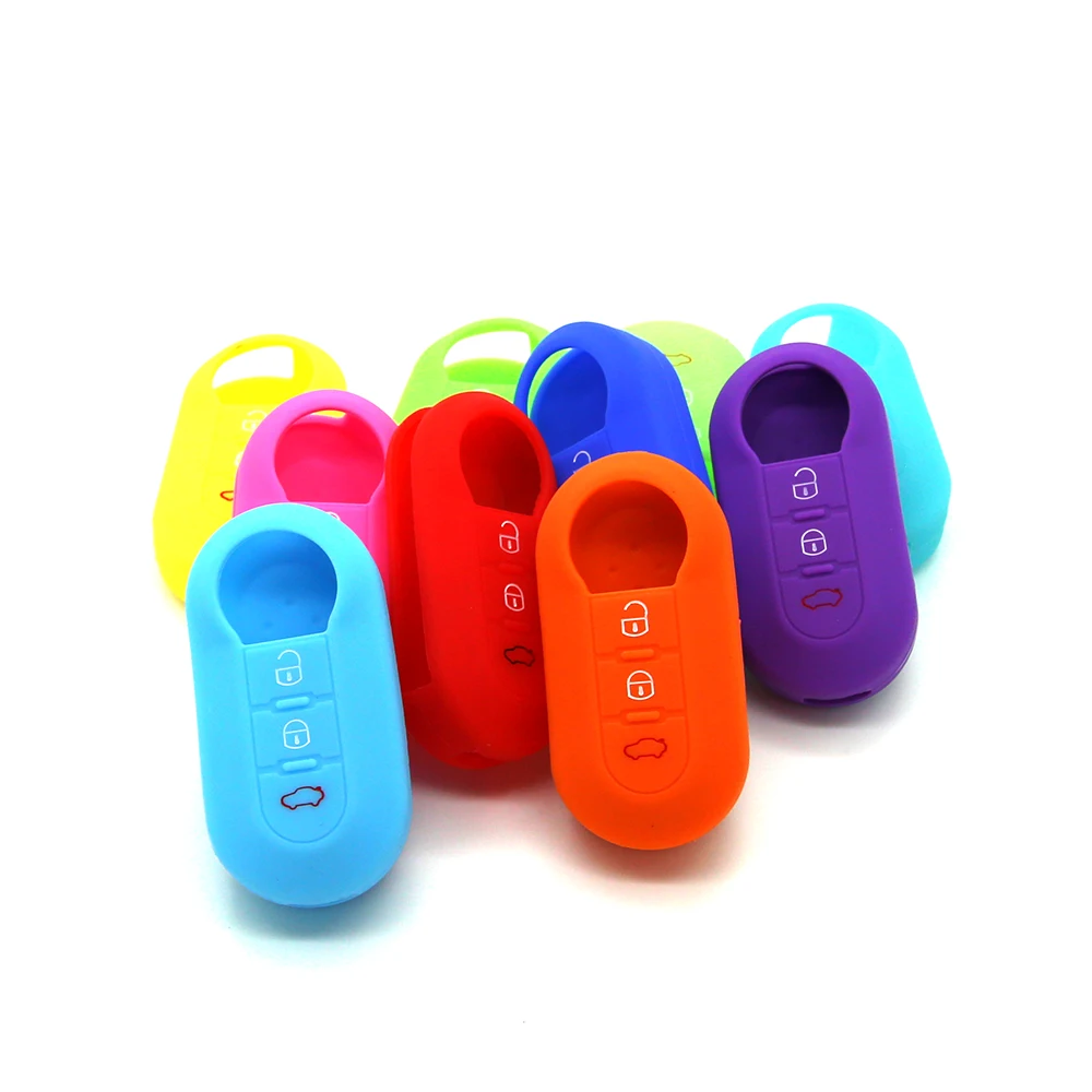 Buy 2 send 3 Button Silicone Key Protect Bag For FIAT 500 500L ABARTH Panda Punto Bravo Flip Car Cover Case Fob Car-styling | Автомобили и