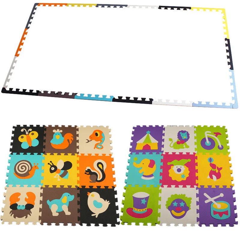 18pcs P010008 MeiQicool, 18 шт., с длинными краями, детский, EVA, пена, игровой коврик-пазл, блокировка, упражнения, плитка, напольный коврик для детей, каждый 30 см X 30 см - Цвет: 18pcs P010008
