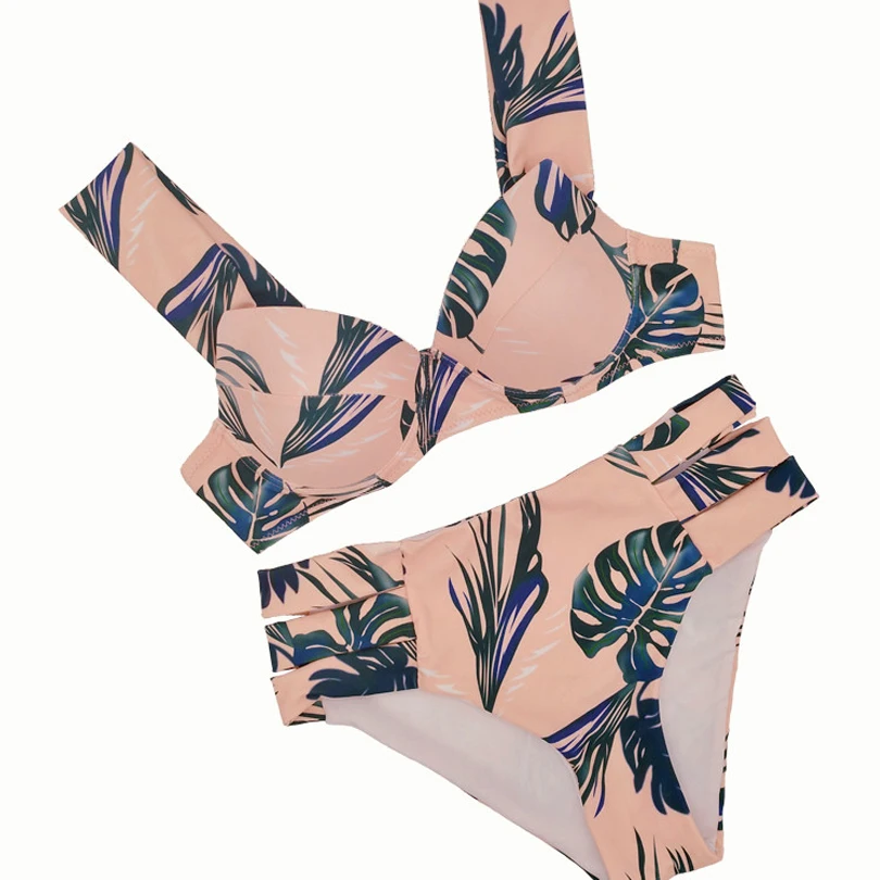 2018 сексуальное бикини ретро Тропический цветочный купальник с открытыми плечами