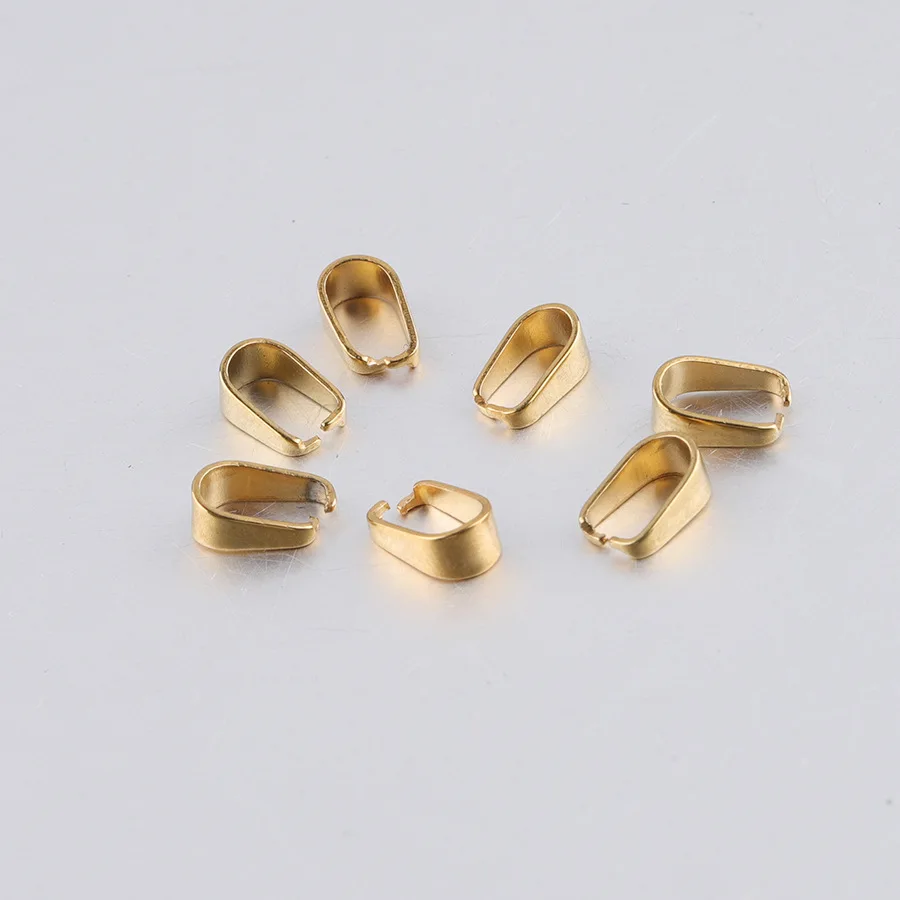 gold color Fnixtar золото розовое золото цвет нержавеющая сталь зажимы для подвески Застежки DIY зажим с алюмининизированной отделкой, дужка соединитель для ювелирных изделий 100 шт./лот - Цвет: gold color