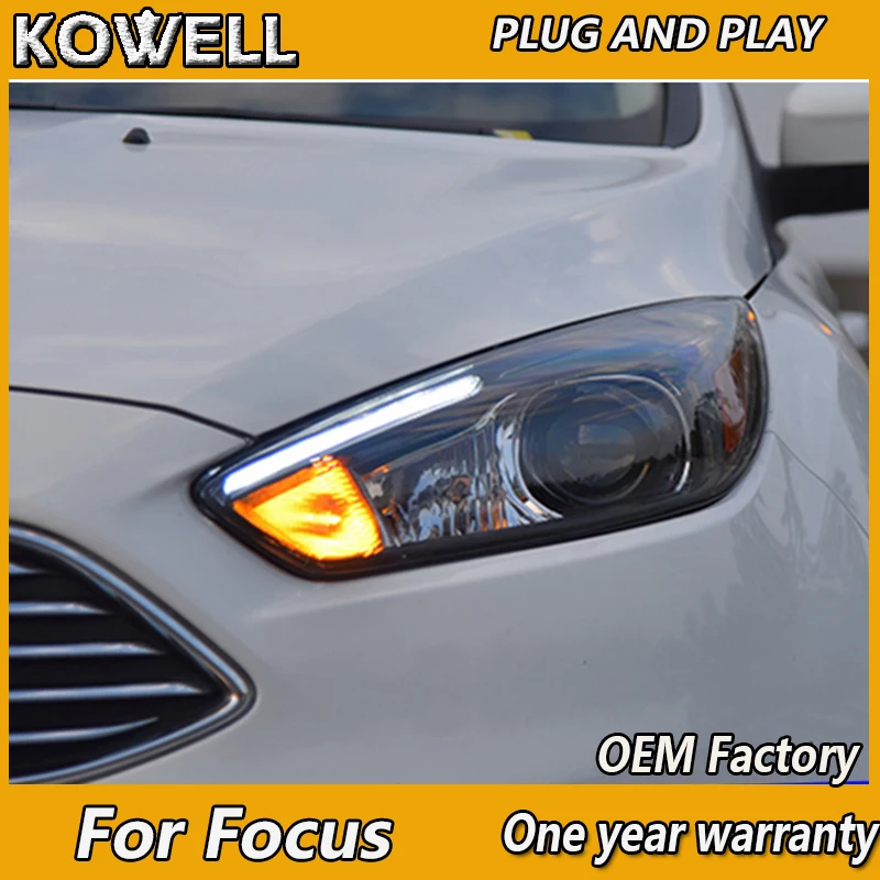 

KOWELL Car Styling for Ford Focus 3 LED Headlight 2015 2016 for focus ST Style LED DRL H7 Hid Option Angel Eye Bi Xenon Beam