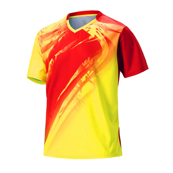 red yellow Спортивная быстросохнущая рубашка для бадминтона, Мужская одежда для бадминтона, рубашка для настольного тенниса, одежда для настольного тенниса, футболки поло - Цвет: red yellow