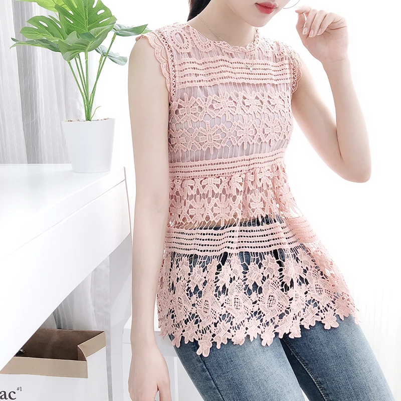 Женская одежда Корейская версия топы без рукавов модная летняя блузка