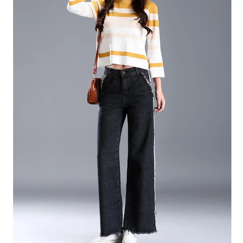 Новинка 2017 осенне-зимние женские широкие брюки джинсы модные популярные грубые