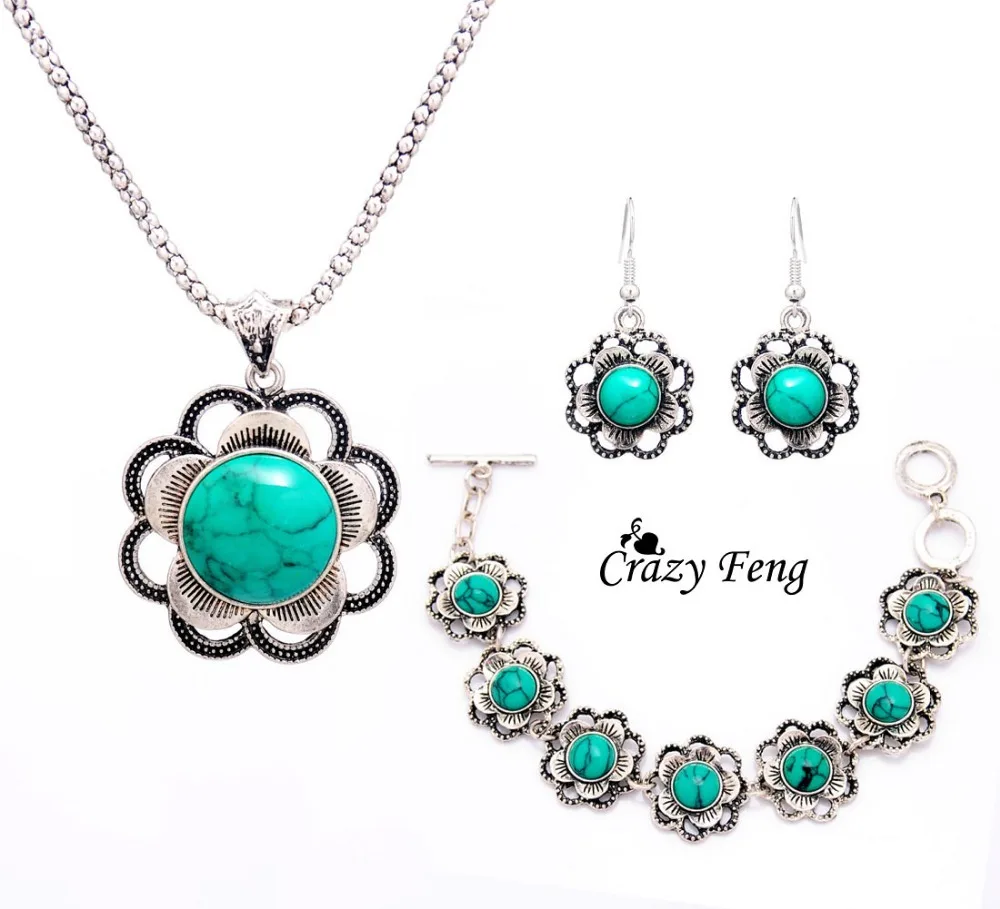 Crazy Feng (Лея фенг) старинные ювелирные изделия из тибетского серебра камень