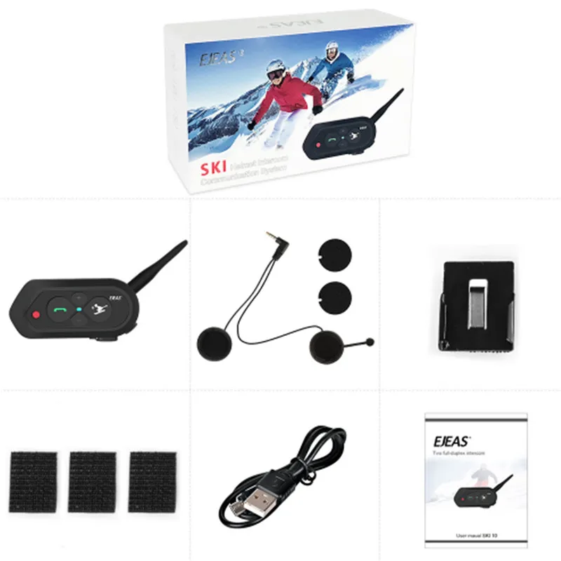 EJEAS SKI10 1200 м Bluetooth лыжный шлем гарнитура большая кнопка 500 мАч AUX Auo переподключение