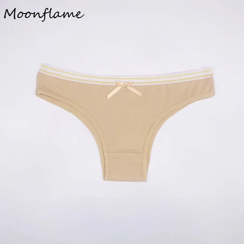 Moonflme, 3 шт./лот, одноцветные женские хлопковые бикини, женские трусики M L XL 89156