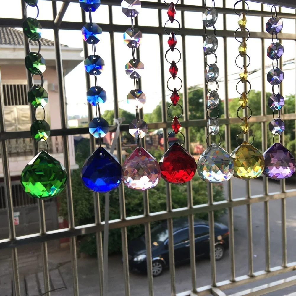 Ручной работы 7 шт. Радуга стекло хрустальный шар Suncatcher цепь призма люстра кулон подвесной орнамент Декор