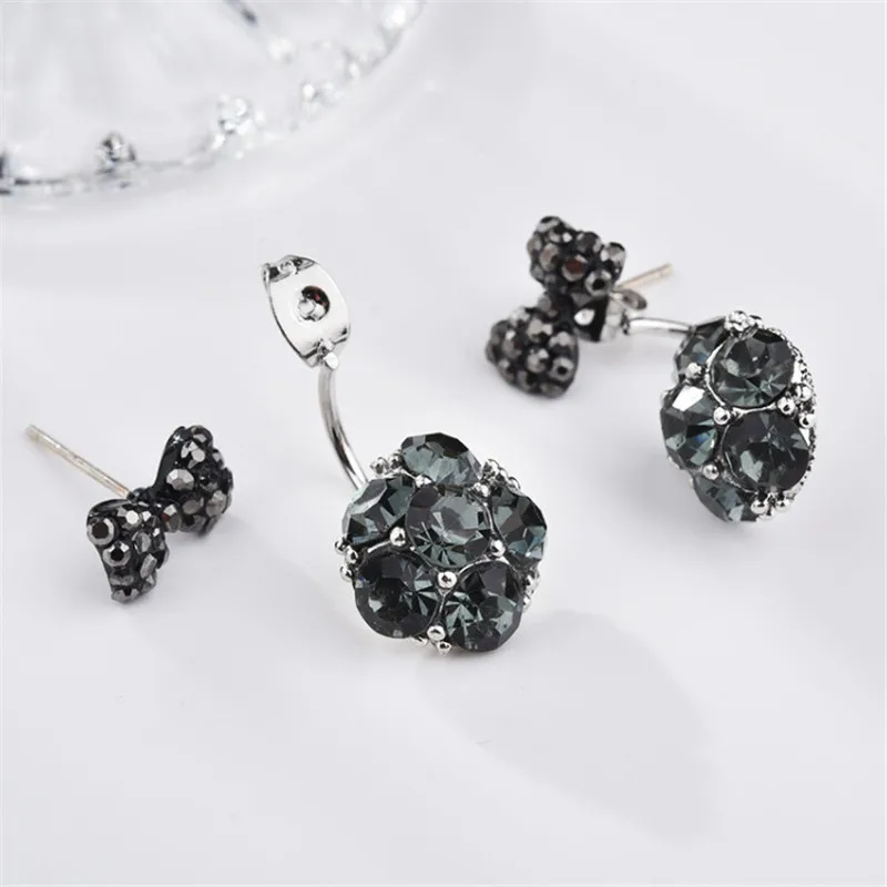 Милые модные серебристый цвет регулируемый лук серьги гвоздики CZ Ювелирные