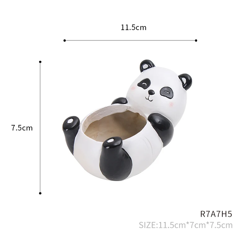 Panda ROOGO 6 видов конструкций современный мультфильм сочные Плантатор Горшок Смолы Творческий ремесленных Животные Kawaii Форма Desktop украшения цветочных Горшков - Цвет: Panda